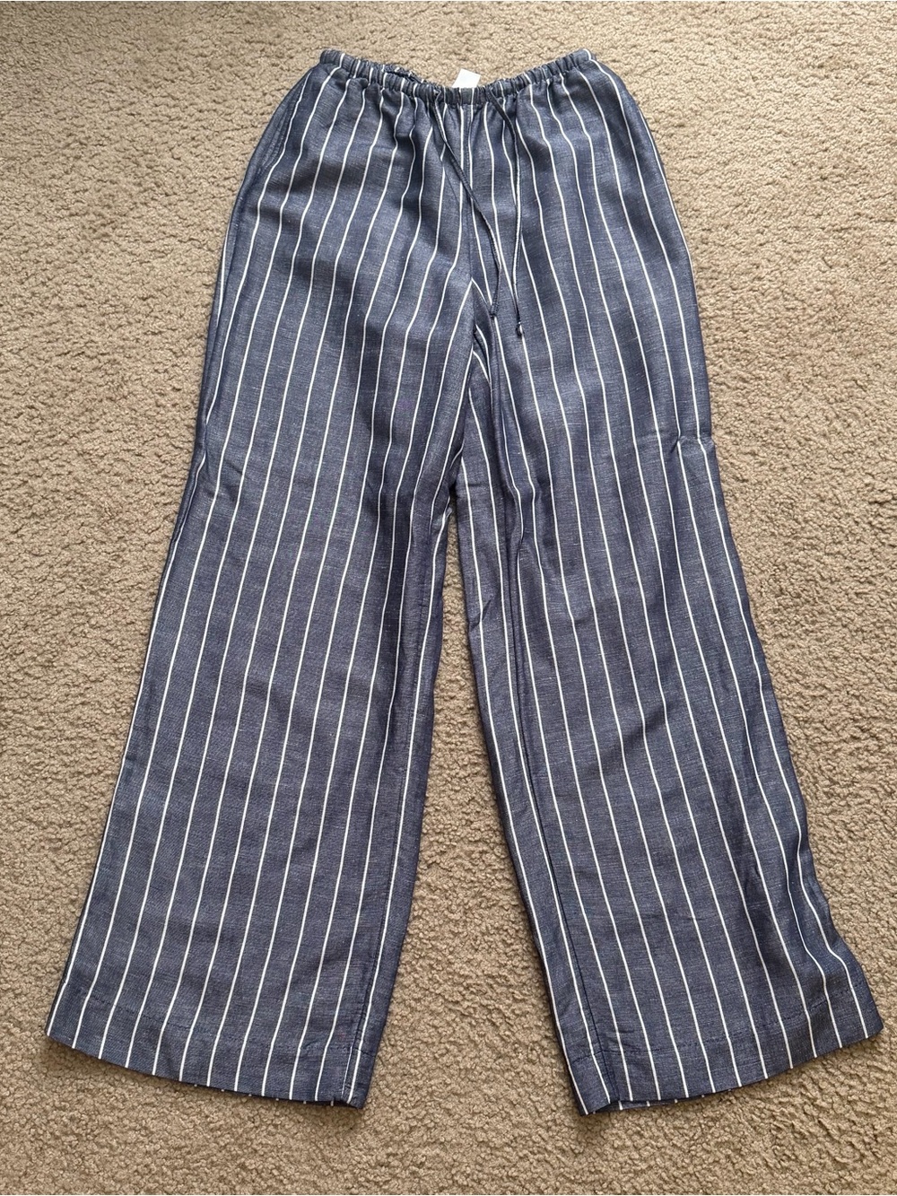H&M Blue Pinstripe Drawstring Pants